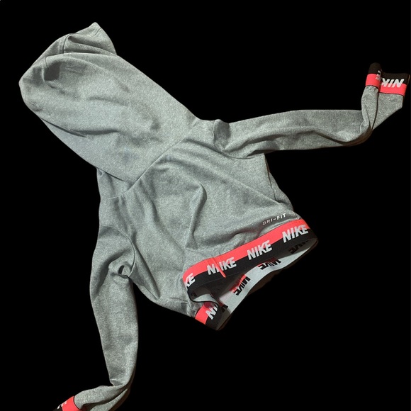 Cute Nike Dri Fit Grey Pink Swoosh Hoodie Toddler Girl Sz 1-2yrs - Picture 7 of 7